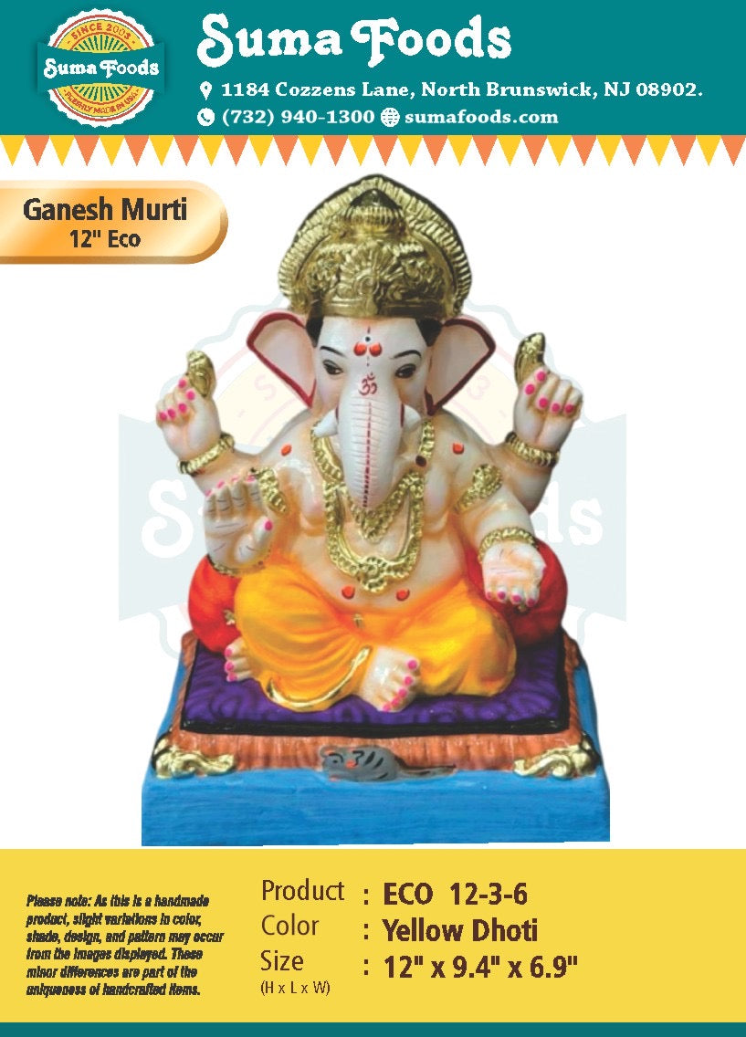 12" Paper Mache Ganesh Murti Model 12-3-6
