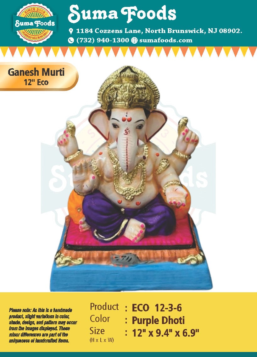 12" Paper Mache Ganesh Murti Model 12-3-6