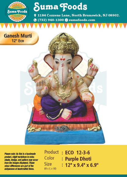 12" Paper Mache Ganesh Murti Model 12-3-6