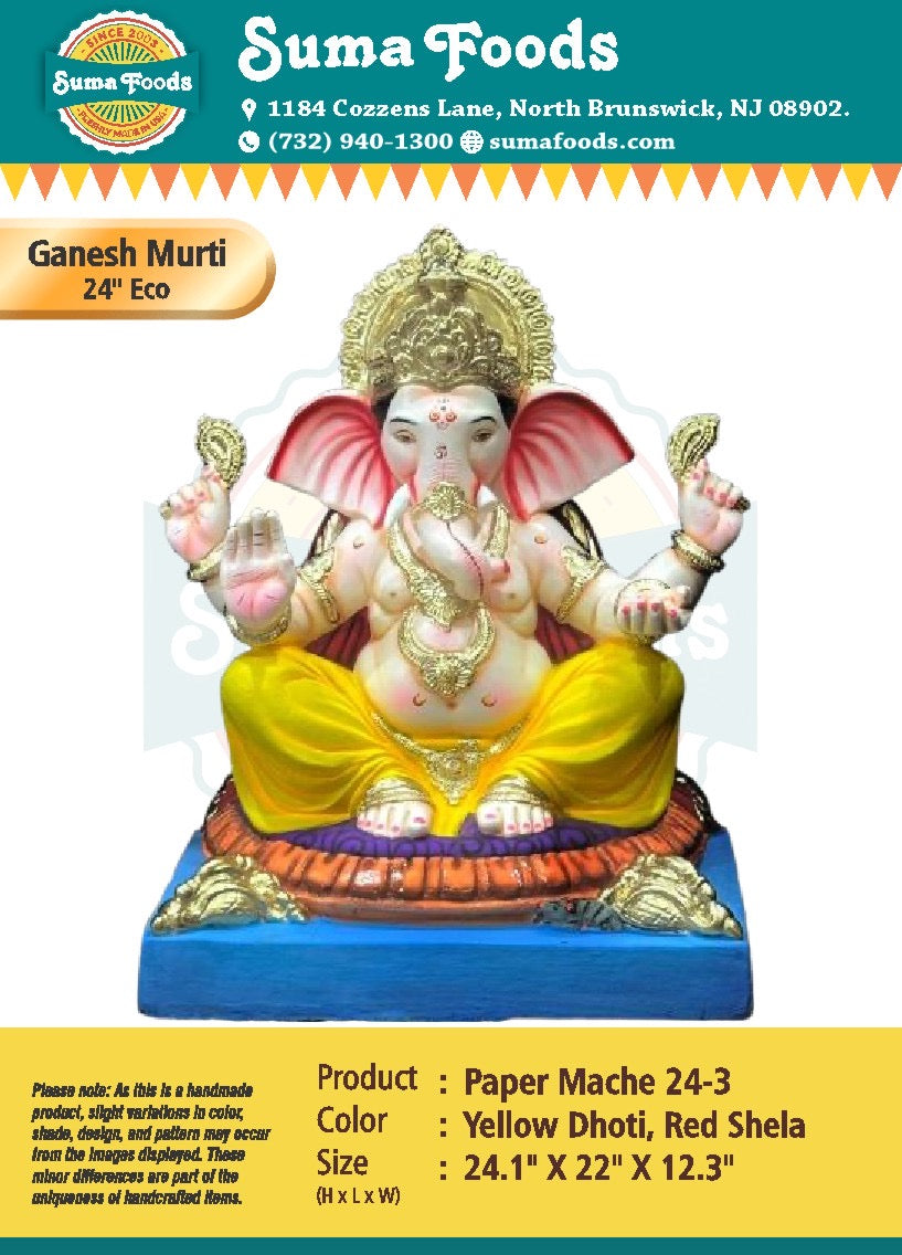 24" Paper Mache Ganesh Murti Model 24-3