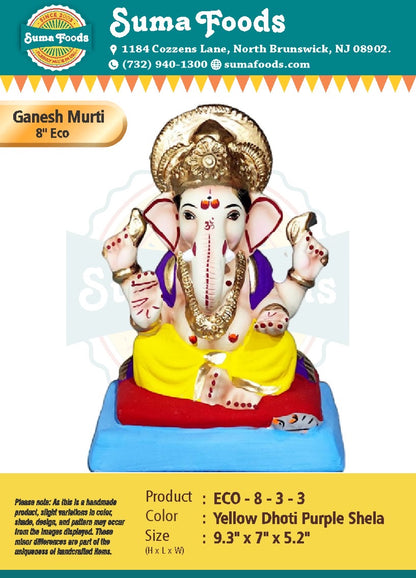 8" Paper Mache Ganesh Murti Model 8-3-3